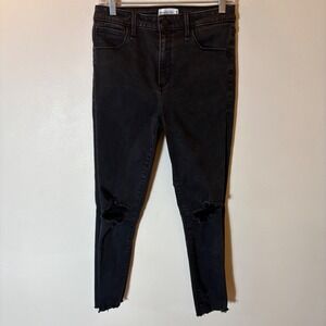 Abercrombie & Fitch High Rise Super Skinny Ankle Jeans Black Distressed 29/8R